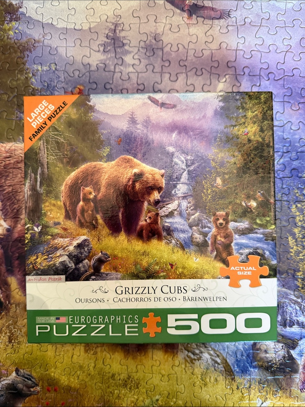 Grizzly Cubs 500-Piece Puzzle - Large pieces